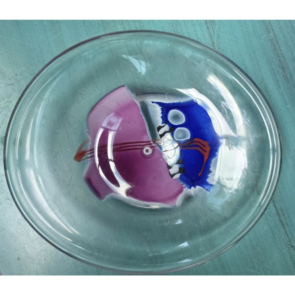 James R. Wilbat Art Glass Bowl signed 2003 hand crafted American artist 9x8x2